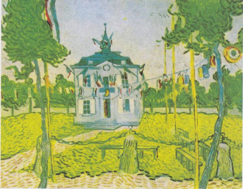Vincent Van Gogh The town hall in Auvers on 14 July 1890 France oil painting art
